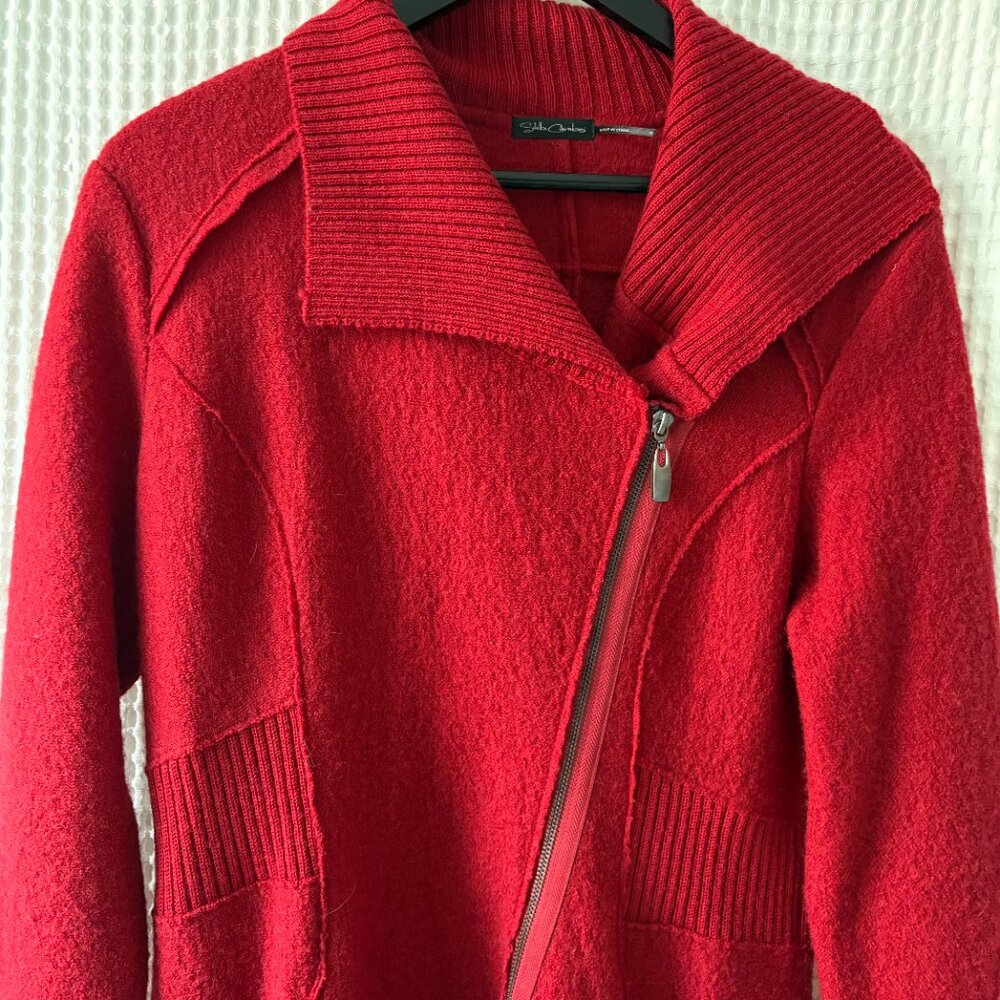 Stella Carakasi small Talk of the Town red boiled wool jacket in pomodoro red - Picture 4 of 7